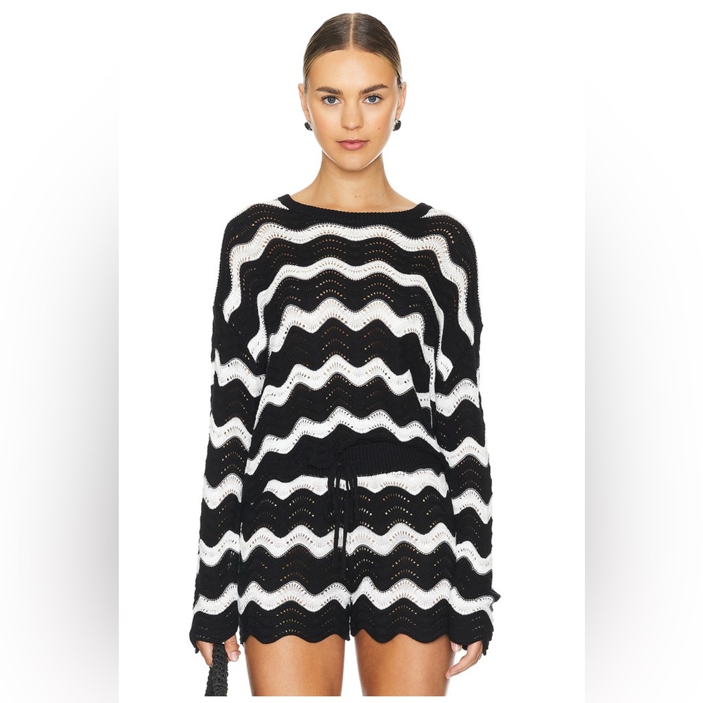 Beach riot Chic Black and White Zigzag Knit set NEVER WORN OUT